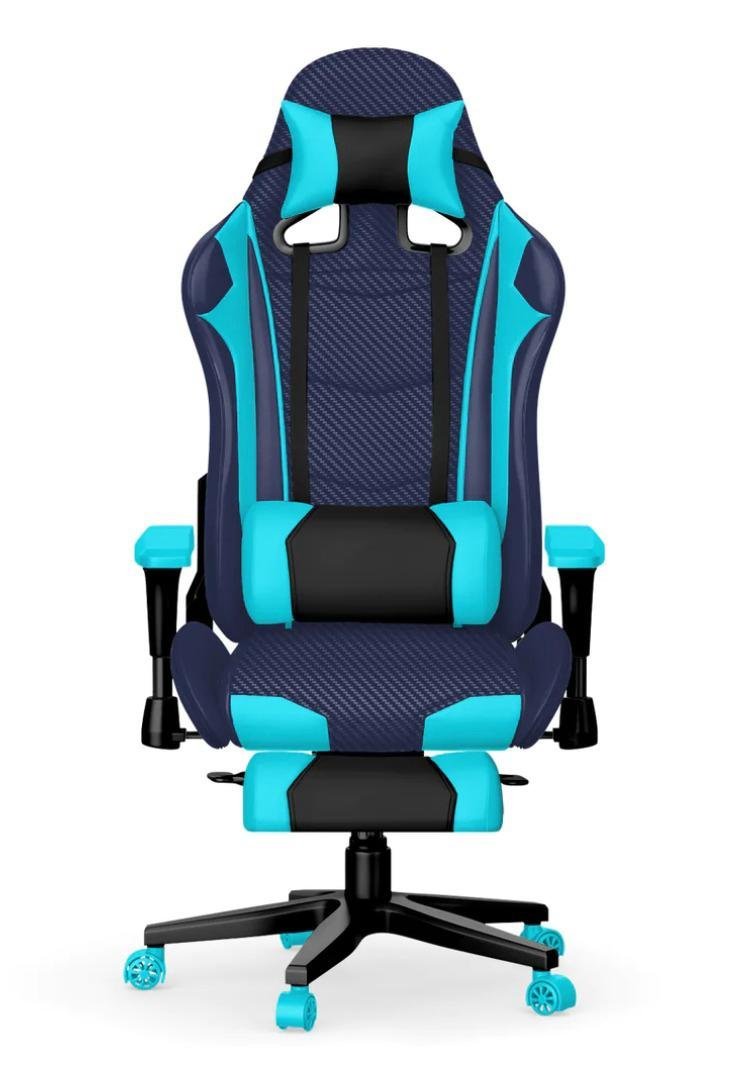 3D gaming chair in navy and cyan