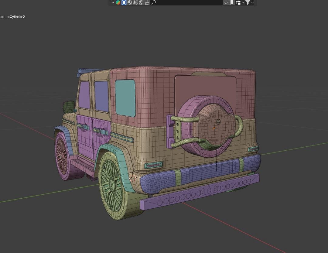 Wireframe view of a 3D off-road vehicle model
